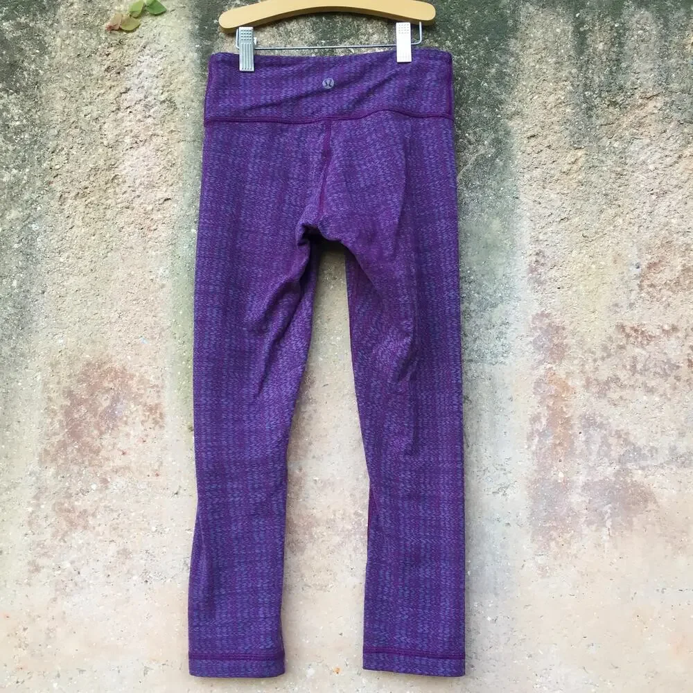 Lululemon Wunder Under Crop Purple Textured Leggings 2